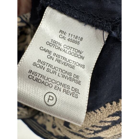 Michael Michael Kors Womens Boho Top Size L Navy Blue Resort Lightweight - Picture 5 of 7